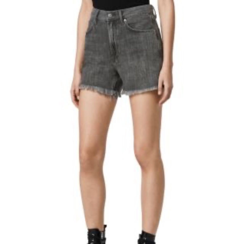 All Saints Yanni Women's Washed Black Cutoff High Waist Denim Shorts Sz 26